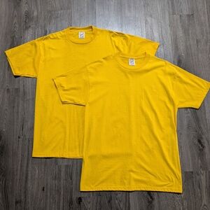 Vintage 90s Jerzees T Shirt Yellow Blank Made in USA